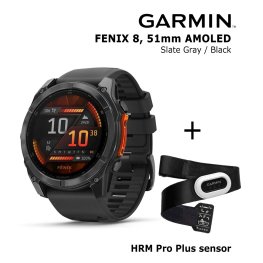 GARMIN Fenix 8 51 mm, AMOLED, Slate Gray + HRM Pro Plus Sensor sports watch