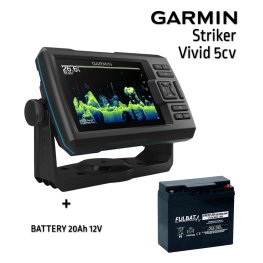 GARMIN STRIKER VIVID 5CV WITH GT20-TM TRANSDUCER + BATTERY 9AH 12V fishfinder