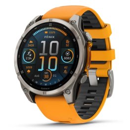 GARMIN Fenix 8 47 mm, AMOLED, Sapphire Titanium with Spark Orange/Graphite Silicone Band sports watch