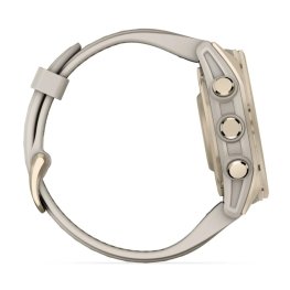 GARMIN Fenix 8 43 mm, AMOLED, Sapphire Soft Gold + Cream Heathered Nylon Band sports watch