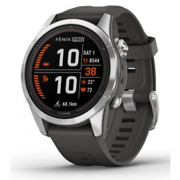 GARMIN fēnix 7S Pro Solar, Silver Stainless Steel with Graphite Band sports watch