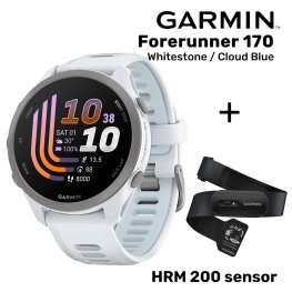 GARMIN Forerunner 170, Whitestone/Cloud Blue + HRM 200 Sensor sports watch