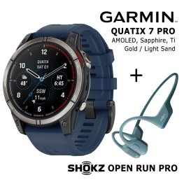 GARMIN Quatix 7 PRO AMOLED + Shokz Open Run Pro Blue sports watch