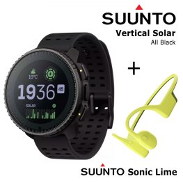 SUUNTO Vertical Solar, All Black + Suunto Sonic Lime sports watch
