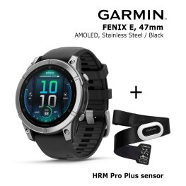 GARMIN Fenix E 47 mm, AMOLED, Stainless Steel + Garmin HRM Pro Plus Sensor sports watch