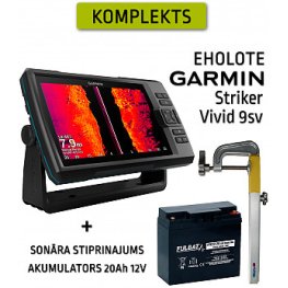 GARMIN STRIKER VIVID 9SV WITH GT52HW-TM TRANSDUCER + BATTERY 20AH 12V + SONAR MOUNT fishfinder