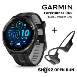 GARMIN Forerunner 965 Black, Gray + Shokz Open Run Black sports watch