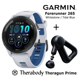 GARMIN Forerunner 265 Whitestone, Blue + Theragun Prime sports watch