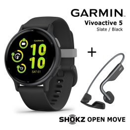 GARMIN Vivoactive 5 Black + Shokz Open Move Grey sports watch