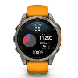 GARMIN Fenix 8 47 mm, AMOLED, Sapphire Titanium with Spark Orange/Graphite Silicone Band sports watch