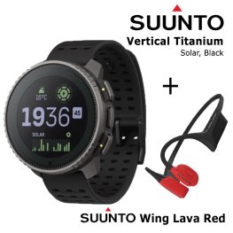 SUUNTO Vertical, Titanium Solar Black + Suunto Wing Lava Red sports watch