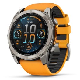 GARMIN Fenix 8 51 mm, AMOLED, Sapphire Titanium with Spark Orange/Graphite Silicone Band sports watch