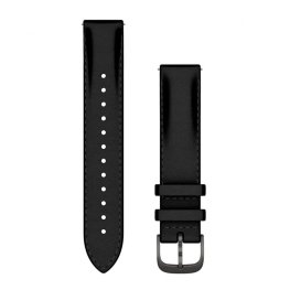GARMIN Quick Release Band 18mm, Black Leather with Brushed Slate Hardware accessory