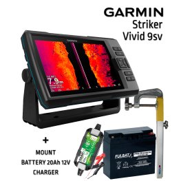 GARMIN Striker Vivid 9SV GT52HW-TM TRANSDUCER + BATTERY 20AH 12V + SONAR MOUNT + CHARGER fishfinder