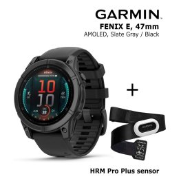 GARMIN Fenix E 47 mm, AMOLED, Slate Gray Steel + Garmin HRM Pro Plus Sensor sports watch