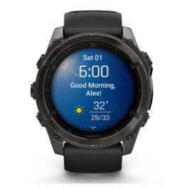GARMIN Fenix 8 51 mm, AMOLED, Sapphire Carbon Gray DLC Titanium with Black/Pebble Gray Sil sports watch