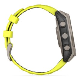 GARMIN Fenix 8 47 mm, Solar, Sapphire Titanium with Amp Yellow/Graphite Silicone Band sports watch