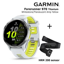 GARMIN Forerunner 970, Titanium, Whitestone/Translucent Amp Yellow + HRM 200 sports watch