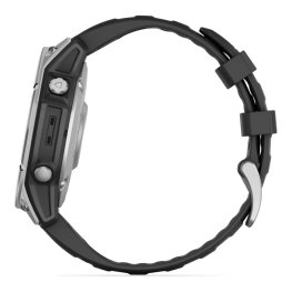 GARMIN Fenix E 47 mm, AMOLED, Stainless Steel with Black Silicone Band sports watch