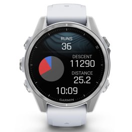 GARMIN Fenix 8 43 mm, AMOLED, Silver with Whitestone Silicone Band sports watch
