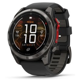 GARMIN fēnix® 8 Pro – 51 mm, MicroLED Sapphire, Carbon grey DLC titanium with Black/pebble band sports watch