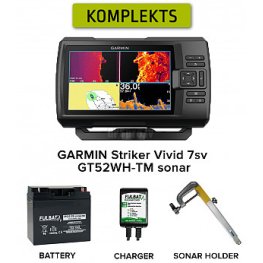 GARMIN STRIKER VIVID 7SV WITH GT52HW-TM SONAR BATTERY, CHARGER, SONAR HOLDER fishfinder