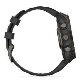 GARMIN Fenix 8 47 mm, AMOLED, Sapphire Carbon + Black Leather Watch Band, QuickFit 22mm sports watch