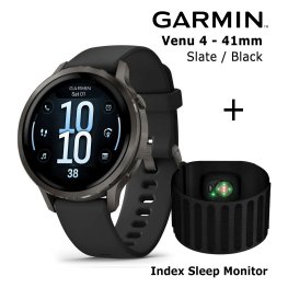 GARMIN Venu 4 - 41mm, Slate with Black + Index Sleep Monitor sports watch