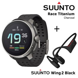 SUUNTO Race, Titanium Charcoal + Suunto Wing 2 Black sports watch