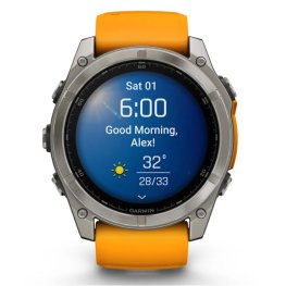 GARMIN Fenix 8 51 mm, AMOLED, Sapphire Titanium with Spark Orange/Graphite Silicone Band sports watch