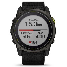 GARMIN Enduro 3 – 51 mm, Solar, Sapphire Carbon Gray DLC Titanium with Black UltraFit Nylon Strap sports watch
