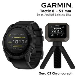 GARMIN Tactix 8 – 51 mm, Solar, Applied Balistics Elite + Xero C2 Chronograph sports watch