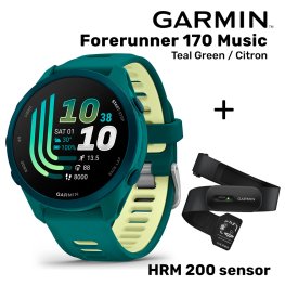 GARMIN Forerunner 170 Music, Teal Green/Citron + HRM 200 Sensor sports watch