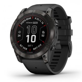 GARMIN Fenix 7X Pro Saph Solar Carbon Gray Ti w/Black Band sports watch