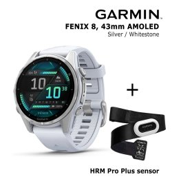 GARMIN Fenix 8 43 mm, AMOLED, Silver + HRM Pro Plus Sensor sports watch