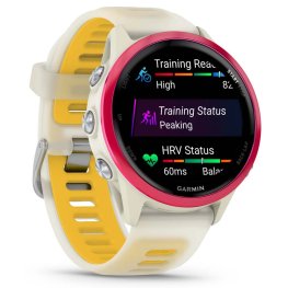 GARMIN Forerunner 570 - 42mm, Raspberry Aluminium with Translucent Bone/Mango + HRM 200 sports watch