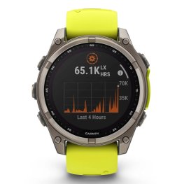 GARMIN Fenix 8 47 mm, Solar, Sapphire Titanium with Amp Yellow/Graphite Silicone Band sports watch