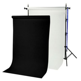 Bresser BR-TP240 background system 240 cm high + 2 paper rolls (1.35 x 11 m) arctic white and blac background