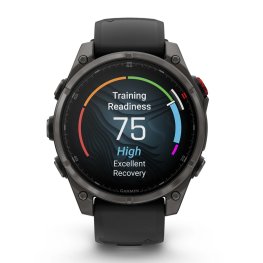 GARMIN fēnix® 8 Pro – 47 mm, AMOLED, Sapphire, Carbon grey DLC titanium with Black/pebble band sports watch
