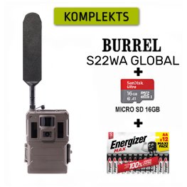 BURREL S22WA Brown Global TRAIL CAMERA + MICROSD 16GB + ENERGIZER BATTERIES 12 pcs trail camera