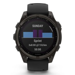 GARMIN Fenix 8 47 mm, Solar, Sapphire Carbon + Titanium Bracelet Carbon Grey DLC Coating, 22mm sports watch