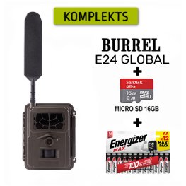 BURREL E24 Global + MicroSD 16GB + Energizer Batteries 12 pcs trail camera