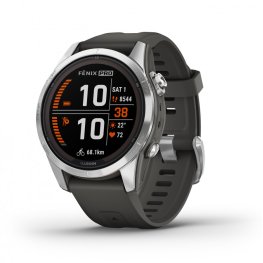 GARMIN fēnix 7S Pro Solar, Silver Stainless Steel with Graphite Band sports watch