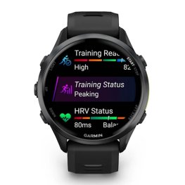 GARMIN Forerunner 970, Carbon Gray DLC Titanium, Black Case, Black/Translucent Whitestone Band sports watch