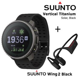SUUNTO Vertical, Titanium Solar Black + Suunto Wing 2 Black sports watch