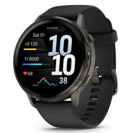 GARMIN Venu 4 - 45mm, Slate with Black Silicone Band sports watch