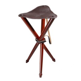WALD & FORST Three-legged stool with leather furniture