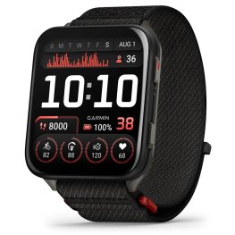 GARMIN Venu X1, Black with Slate Titanium Caseback and Black ComfortFit Nylon Band sports watch