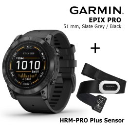 GARMIN epix Pro (Gen 2), 51 mm Slate Gray with black + HRM-PRO Plus Sensor sports watch