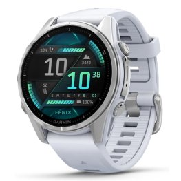 GARMIN Fenix 8 43 mm, AMOLED, Silver with Whitestone Silicone Band sports watch